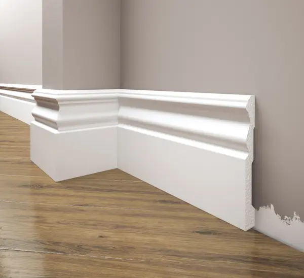 Biała Lakierowana Listwa przypodłogowa, cokół Creativa LPC-09M / 244cm