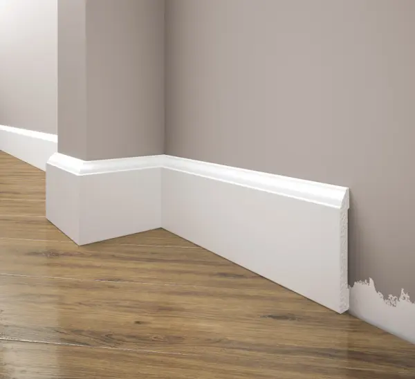 Biała Lakierowana Listwa przypodłogowa, cokół Creativa LPC-15M / 244cm
