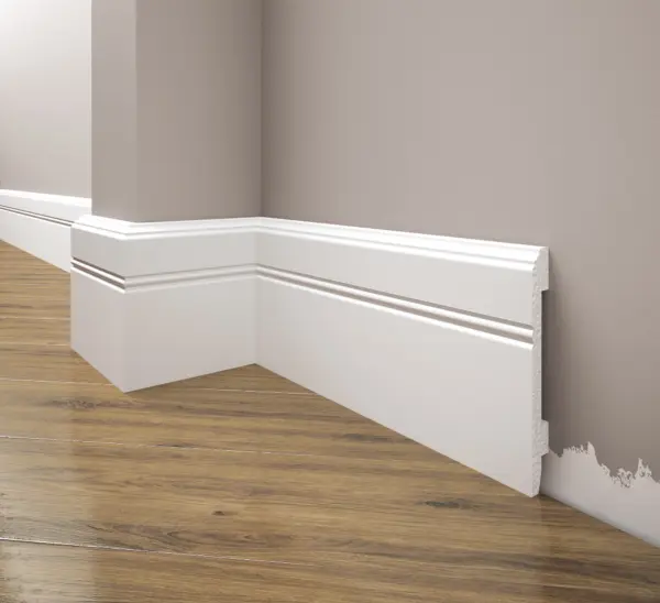 Biała Lakierowana Listwa przypodłogowa, cokół Creativa LPC-18M / 244cm