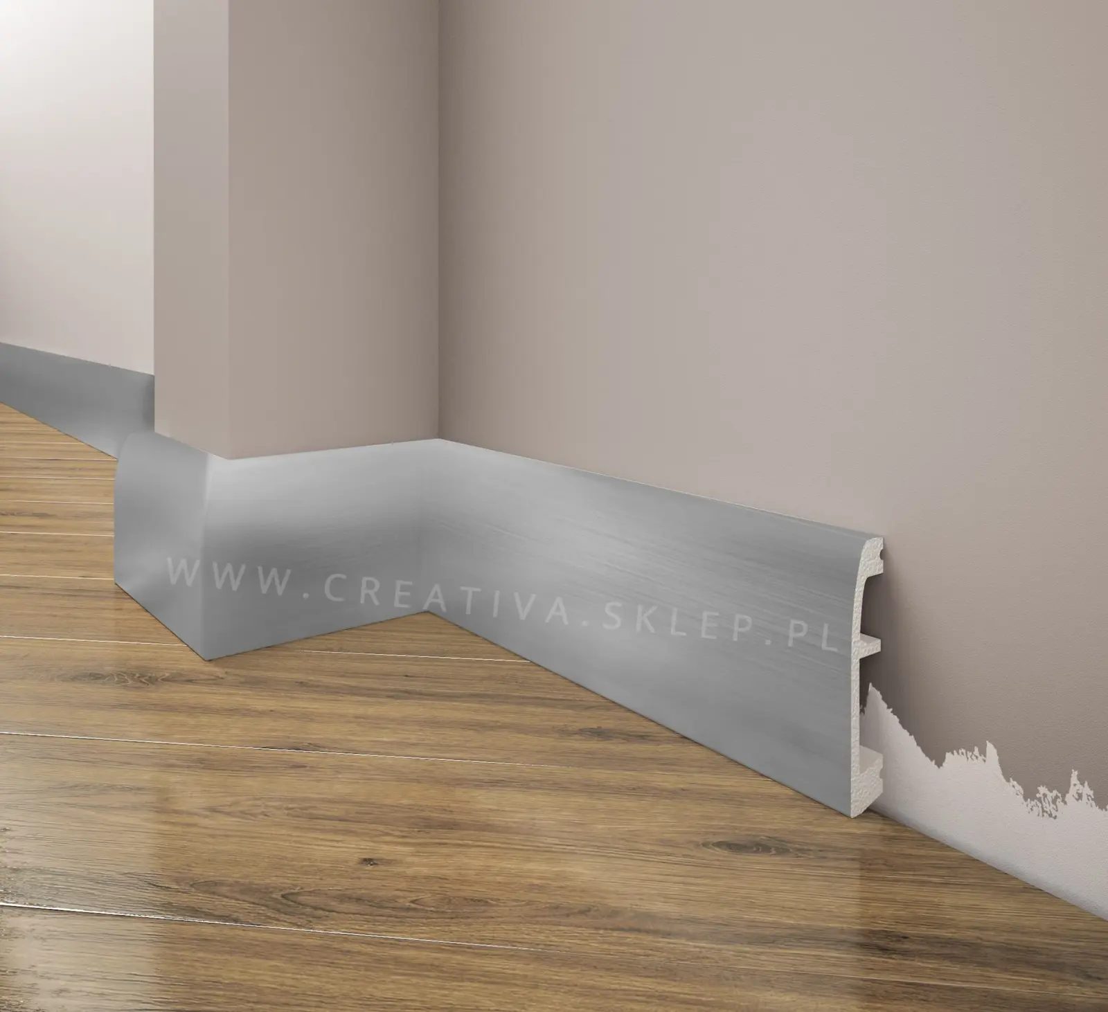 Listwa przypodłogowa, cokół Creativa LPC-06a kolor aluminium 244cm