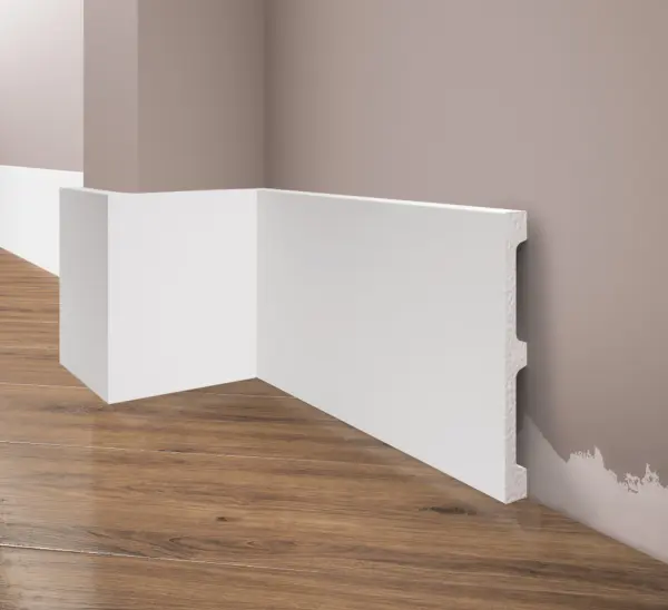 Biała Lakierowana Listwa przypodłogowa, cokół Creativa LPC-68M 244cm