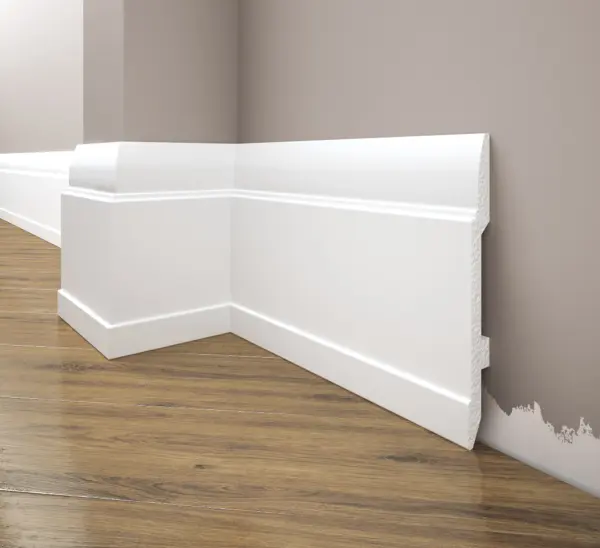 Biała Lakierowana Listwa przypodłogowa, cokół Creativa LPC-25M / 244cm